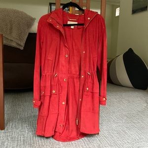 Coral Suede Michael Kors Hooded Jacket